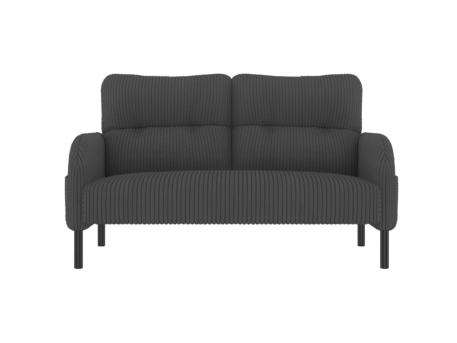 Canapé 2 places et fauteuil en velours côtelé avec pouf - Gris