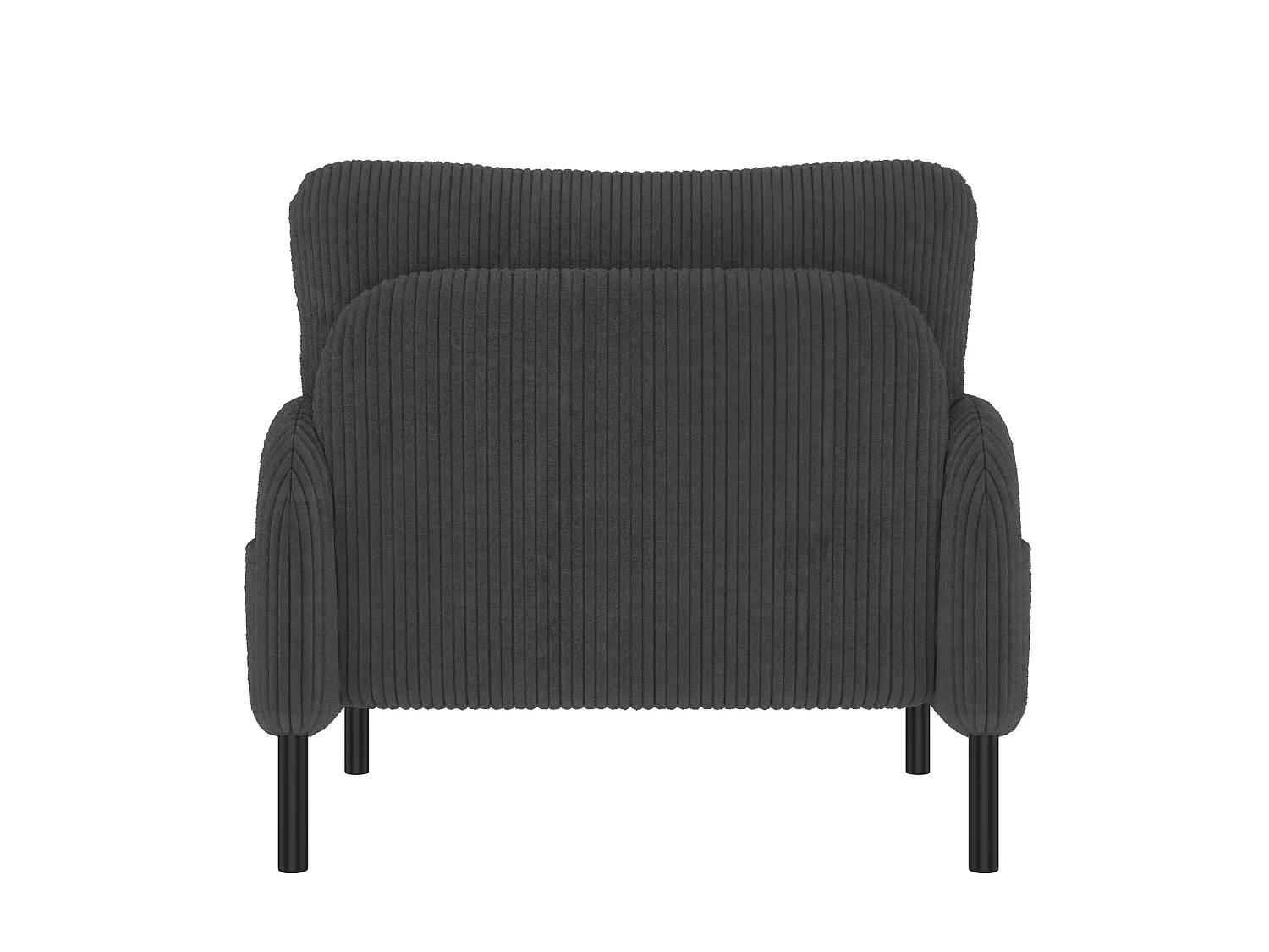 Canapé 2 places et fauteuil en velours côtelé avec pouf - Gris