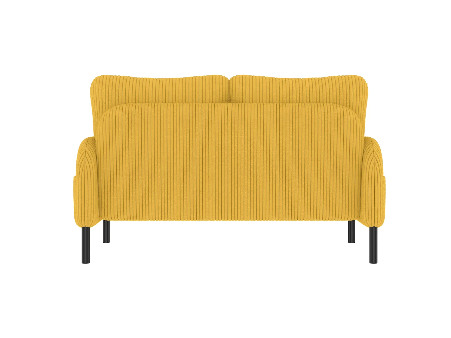 Canapé 2 places et fauteuil en velours côtelé avec pouf - Jaune