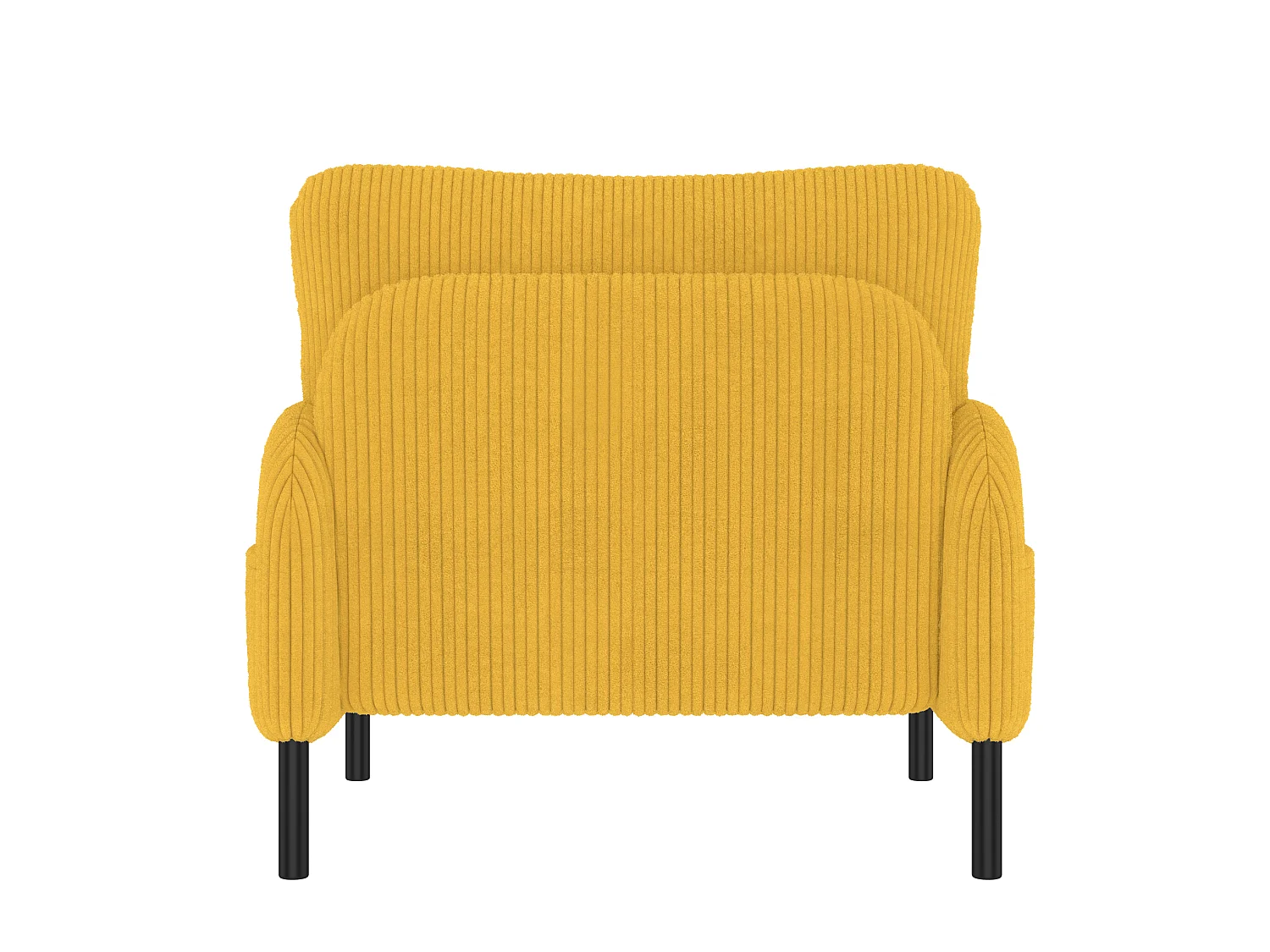 Canapé 2 places et fauteuil en velours côtelé avec pouf - Jaune