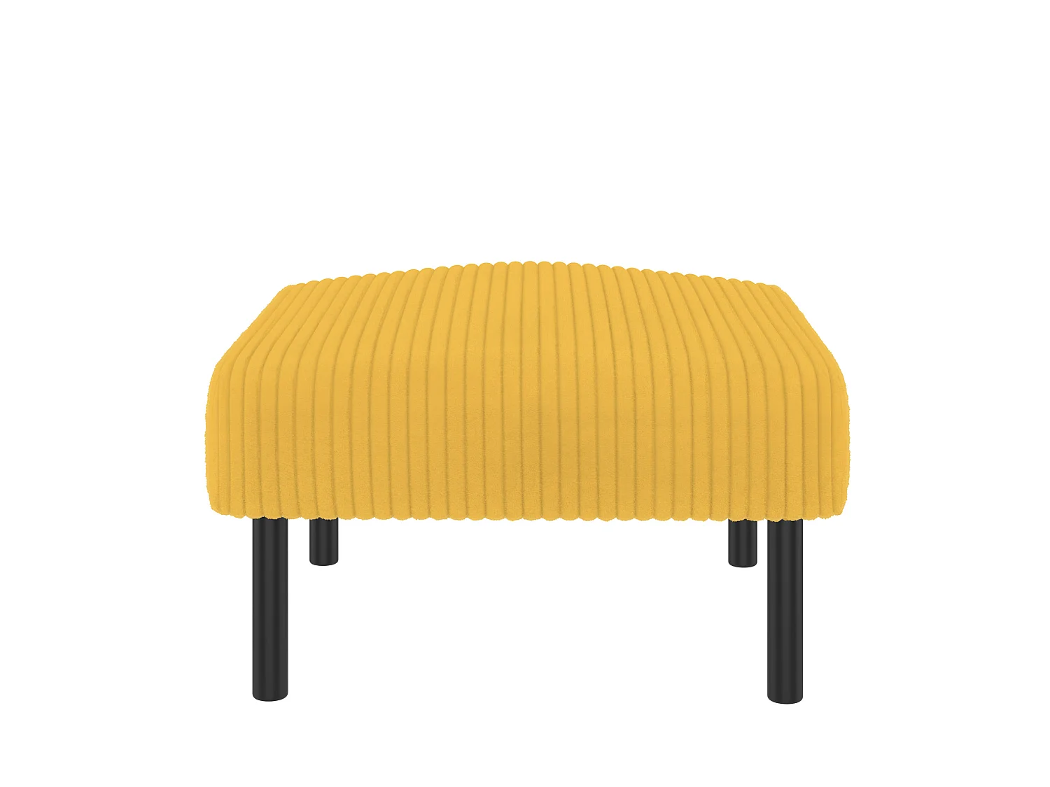 Canapé 2 places et fauteuil en velours côtelé avec pouf - Jaune