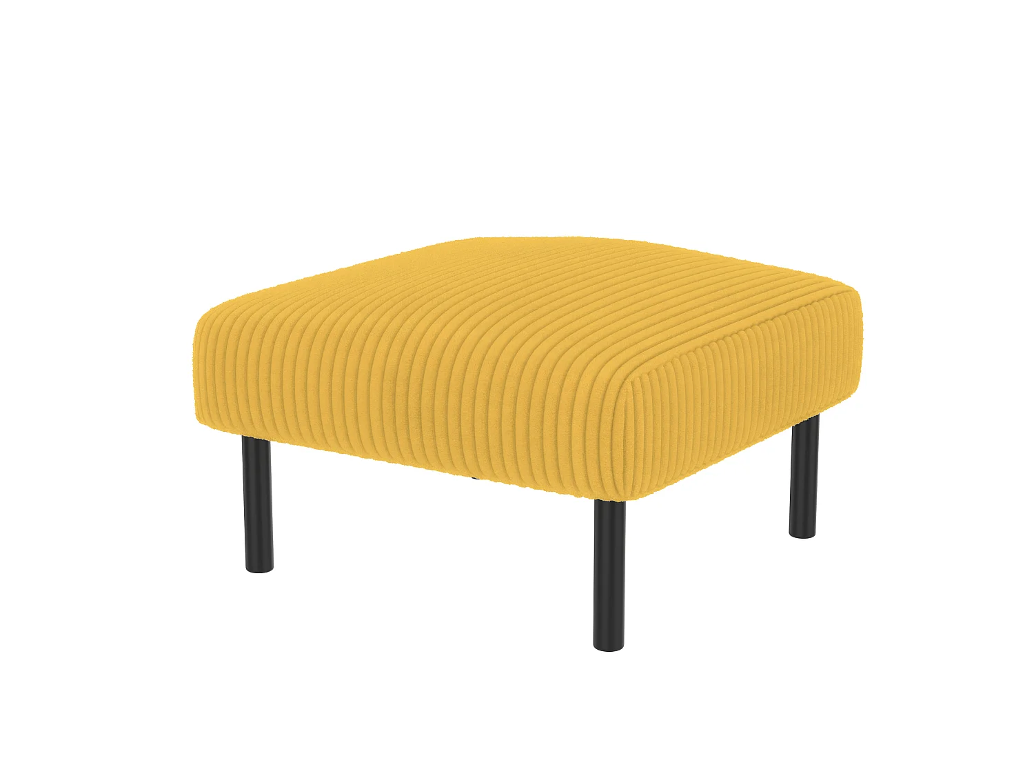 Canapé 2 places et fauteuil en velours côtelé avec pouf - Jaune