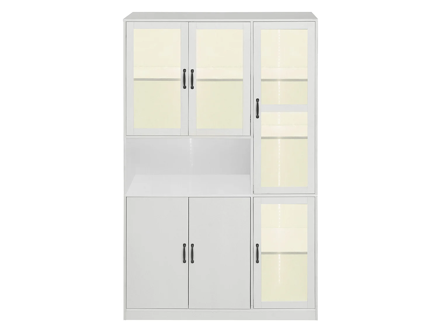 Vitrine blanche avec portes et LED - MDF et verre