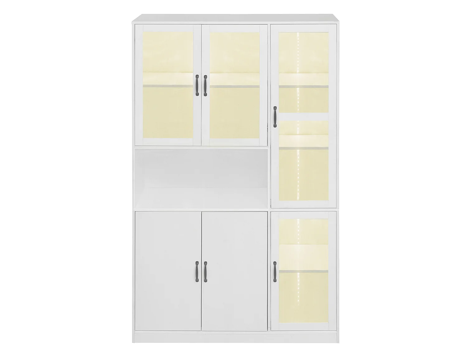 Vitrine blanche avec portes et LED - MDF et verre
