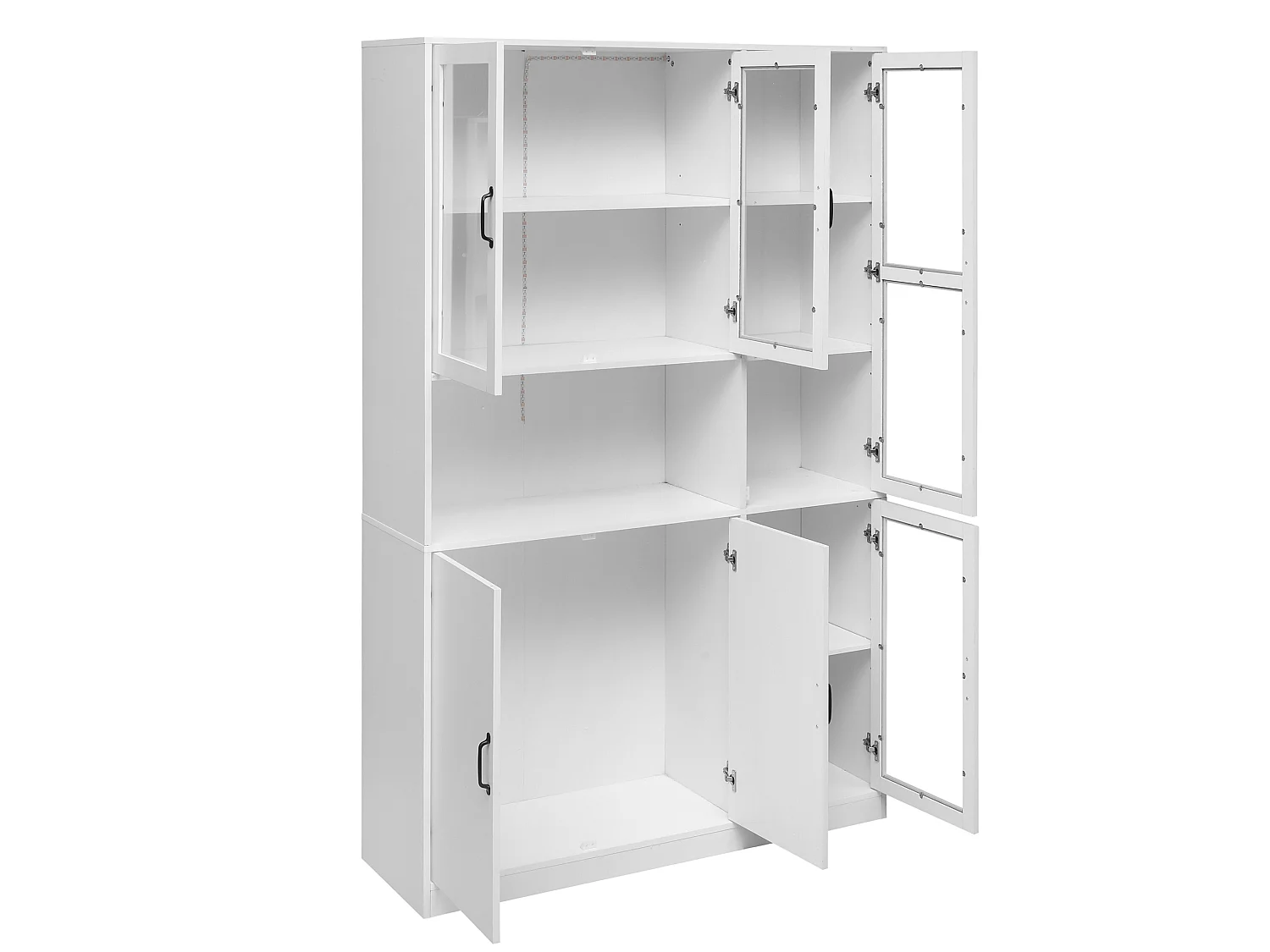 Vitrine blanche avec portes et LED - MDF et verre
