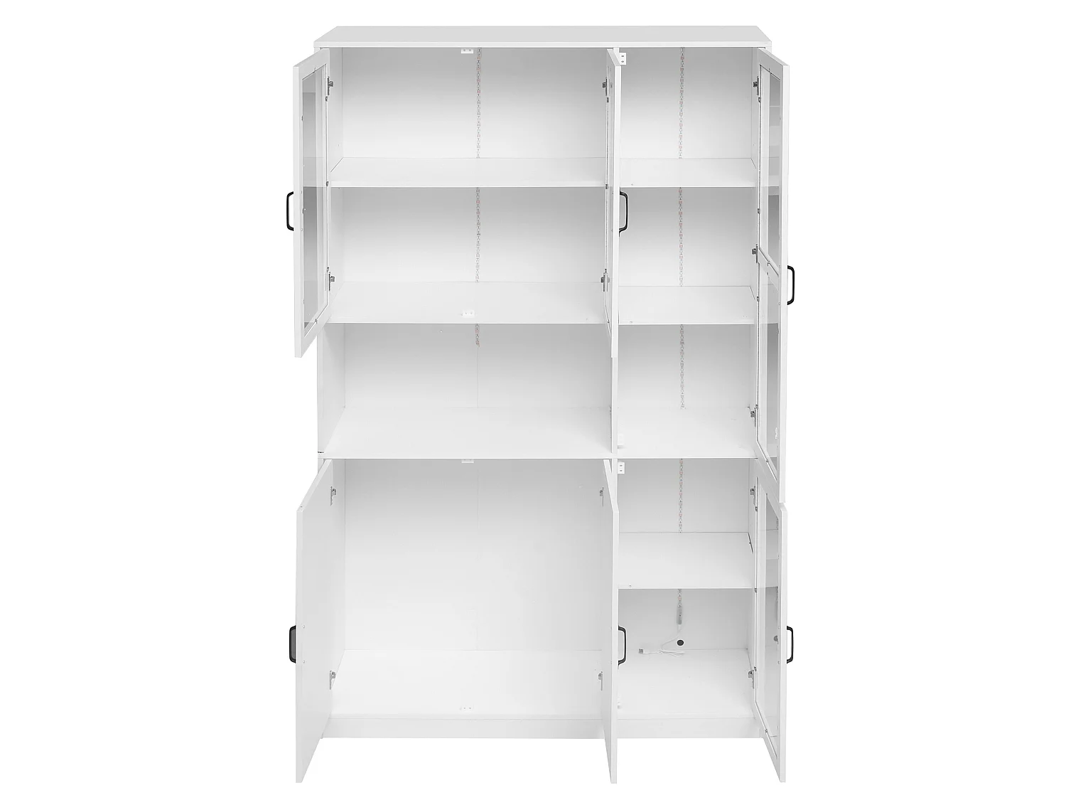 Vitrine blanche avec portes et LED - MDF et verre