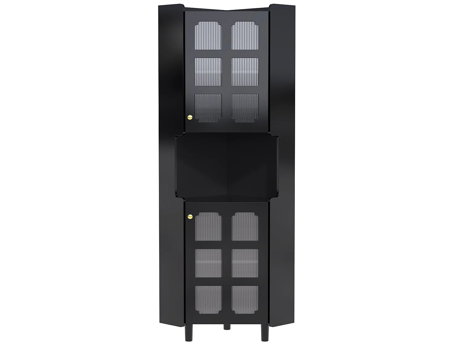 Vitrine d'angle avec éclairage LED et 2 portes - Noir