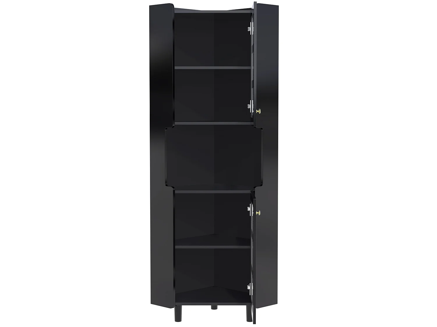 Vitrine d'angle avec éclairage LED et 2 portes - Noir