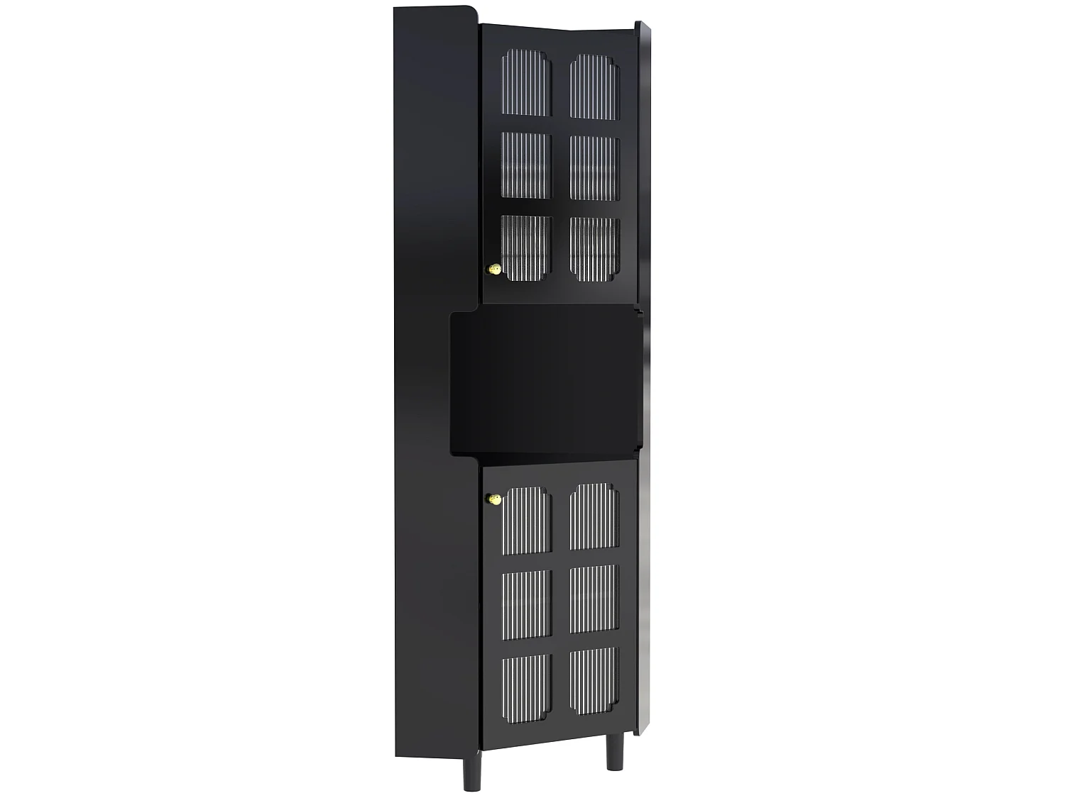 Vitrine d'angle avec éclairage LED et 2 portes - Noir