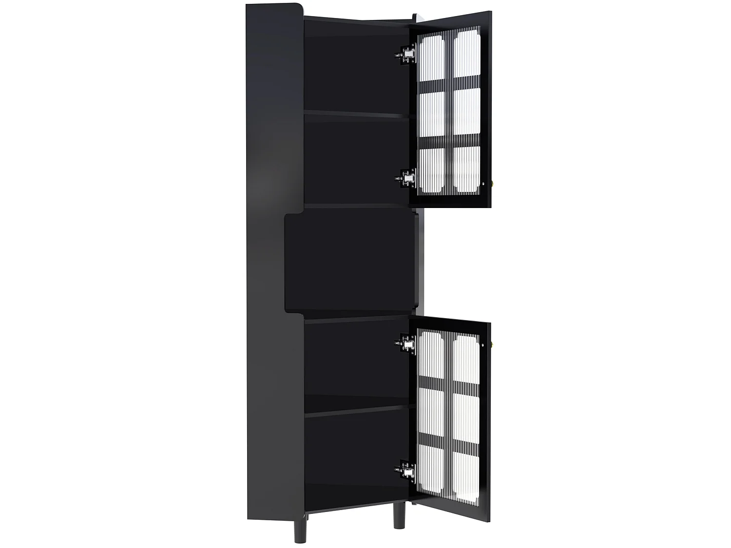 Vitrine d'angle avec éclairage LED et 2 portes - Noir