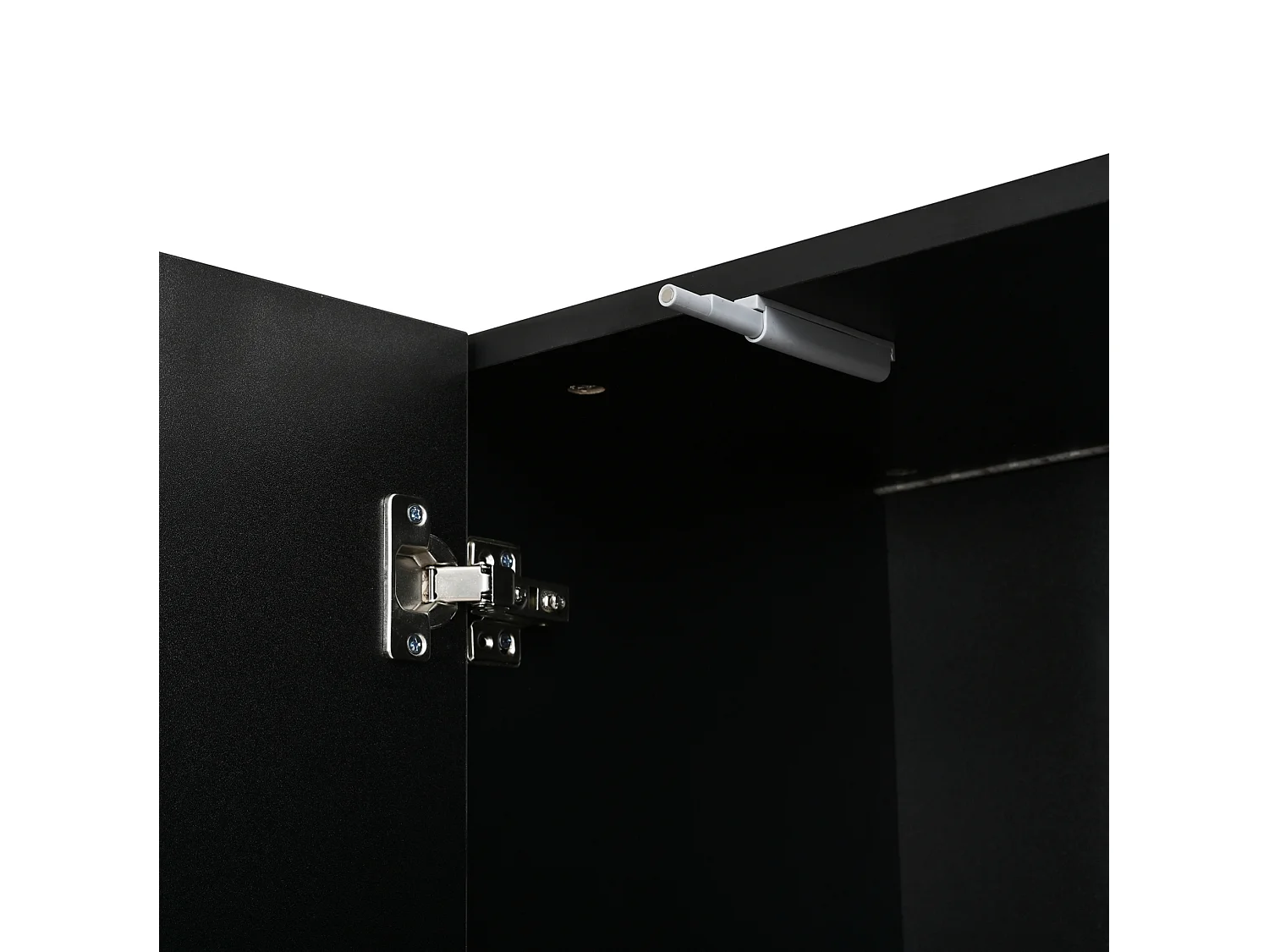 Vitrinskåp med akrylfront och LED-belysning – Högblank svart finish