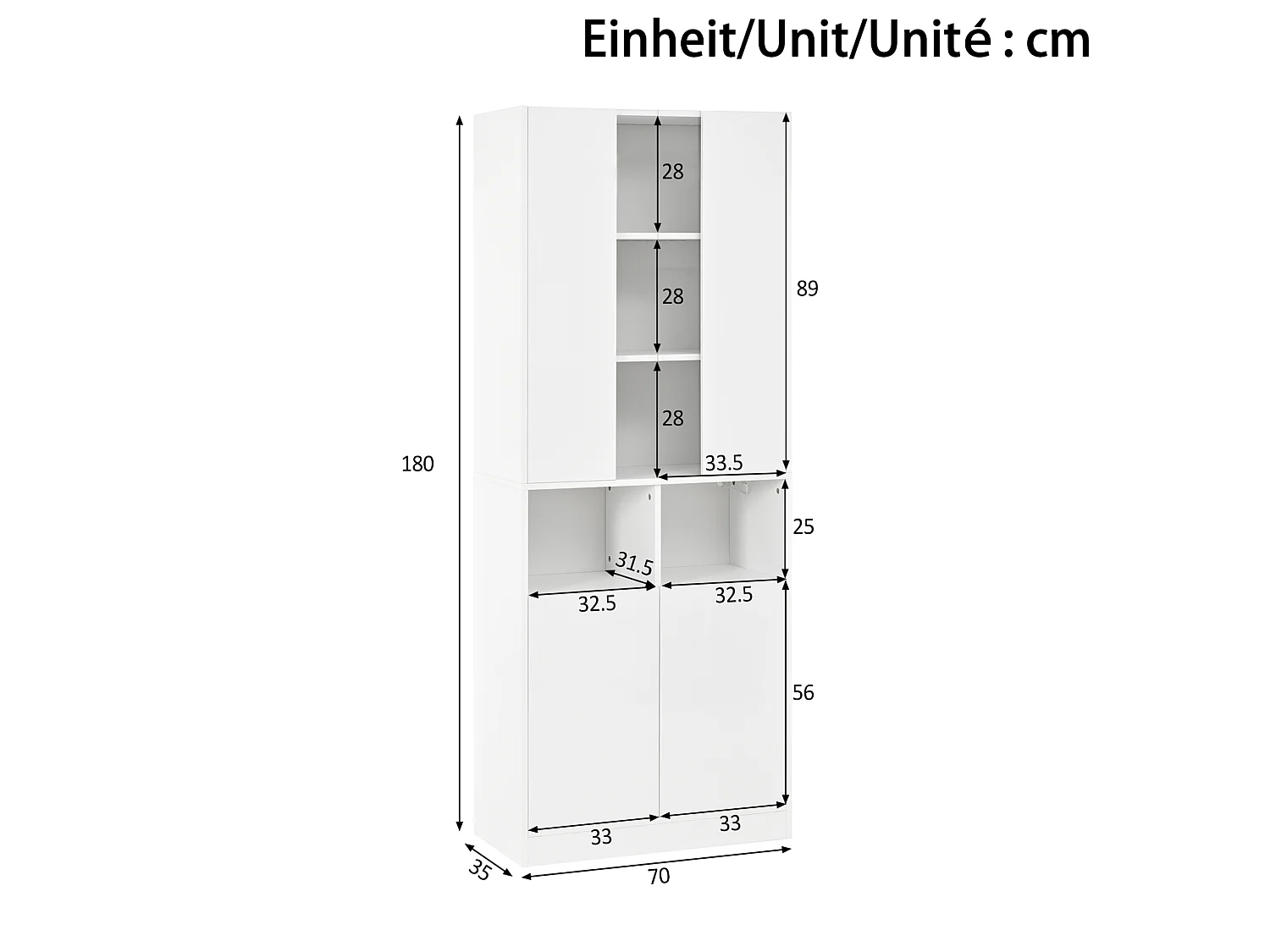 Vitrine avec façade en acrylique et éclairage LED - Finition brillant blanc