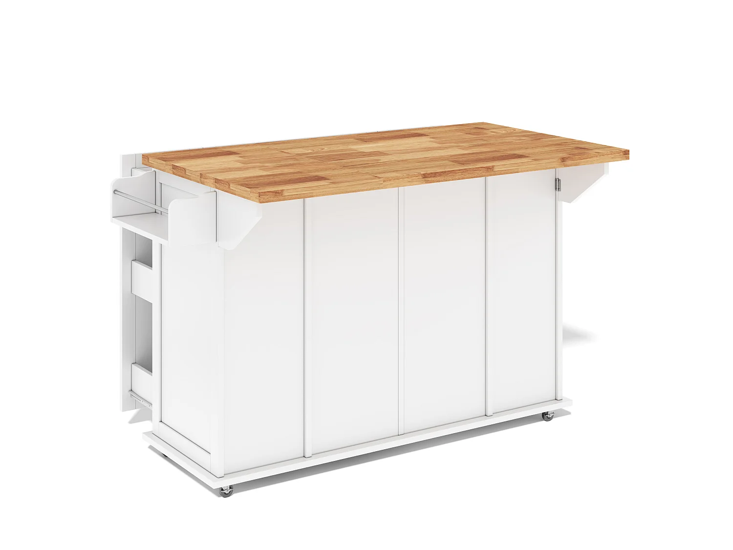 Îlot de cuisine mobile avec 3 tiroirs, 2 portes - Blanc 120 × 45 (70) × 87 cm