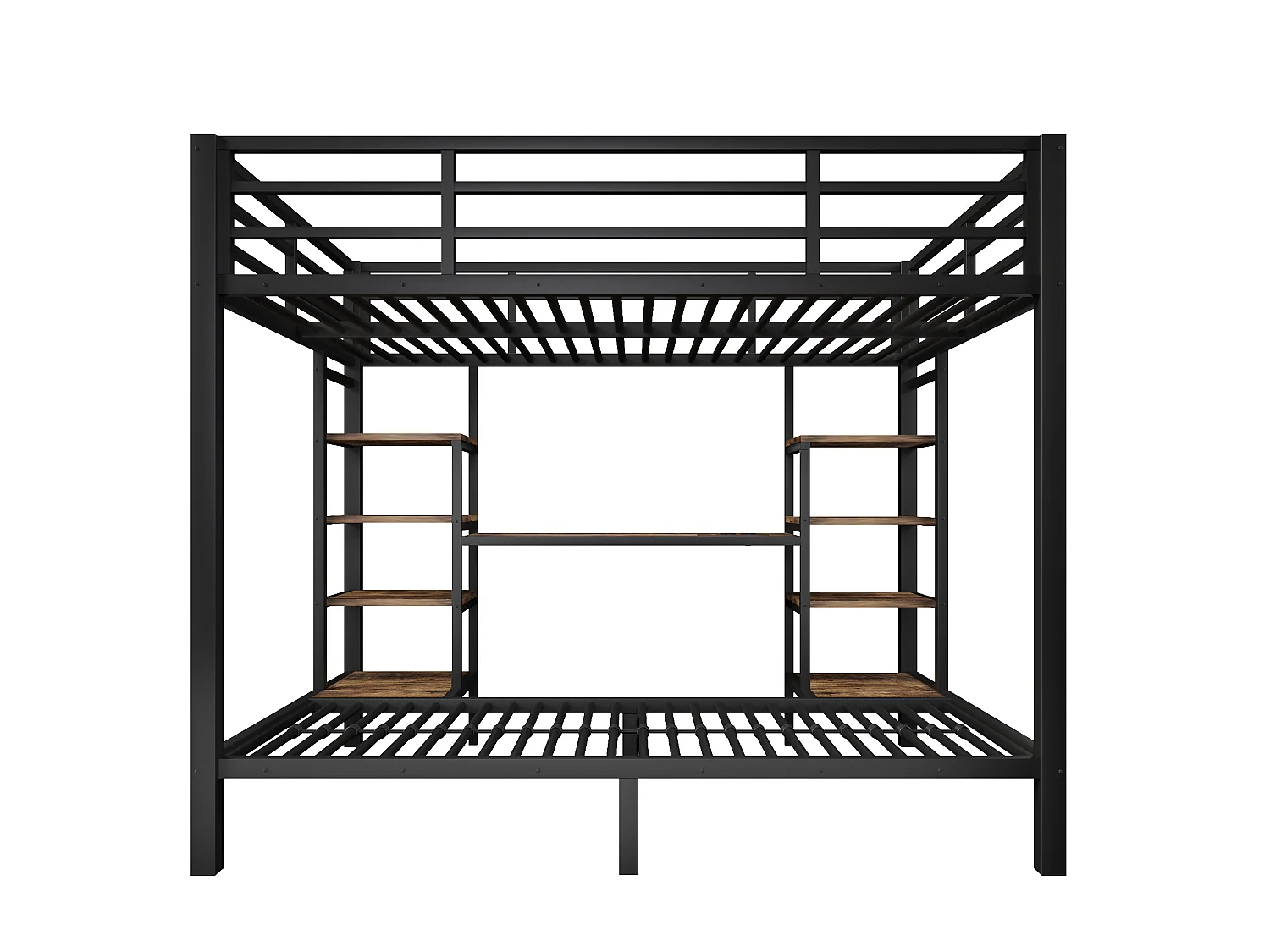 Lit superposé 90 x 200 cm et 140 x 200 cm avec prises et rangement - Noir