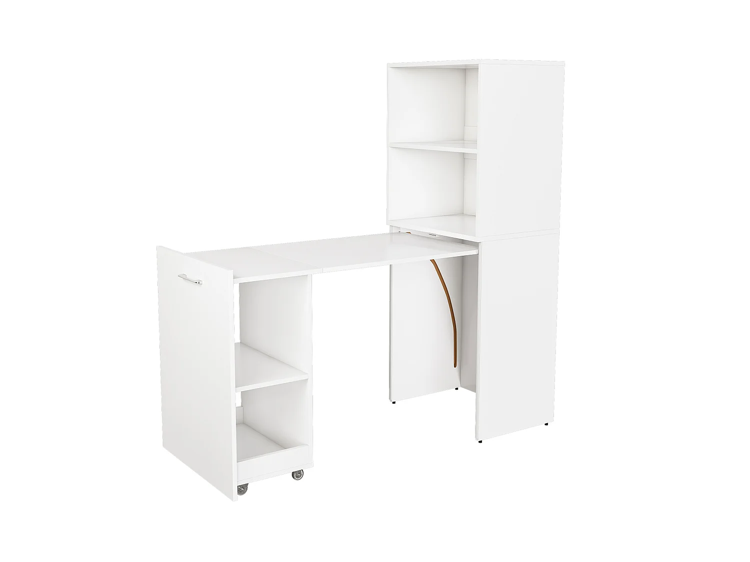 Escritorio extensible con almacenamiento y estantes ajustables - Blanco