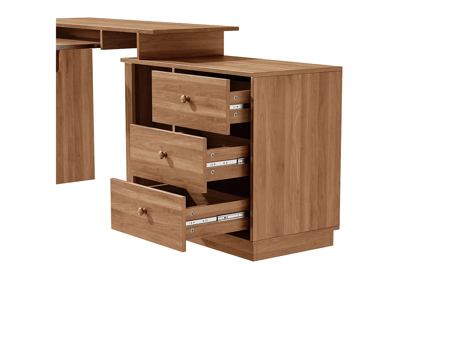 Modern bureau met uitschuifbaar toetsenbordplateau en 3 lades - Bruin