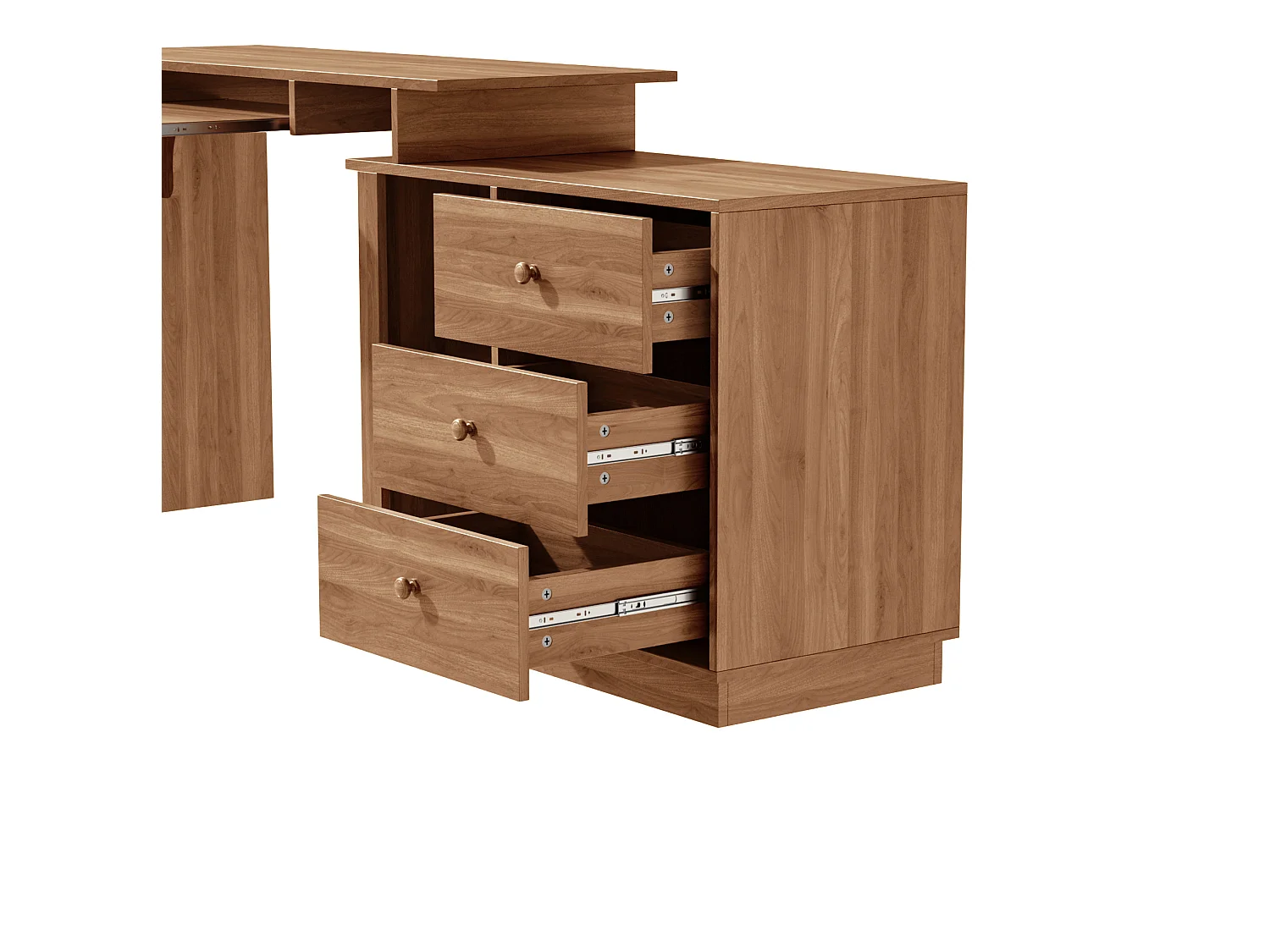 Modern bureau met uitschuifbaar toetsenbordplateau en 3 lades - Bruin