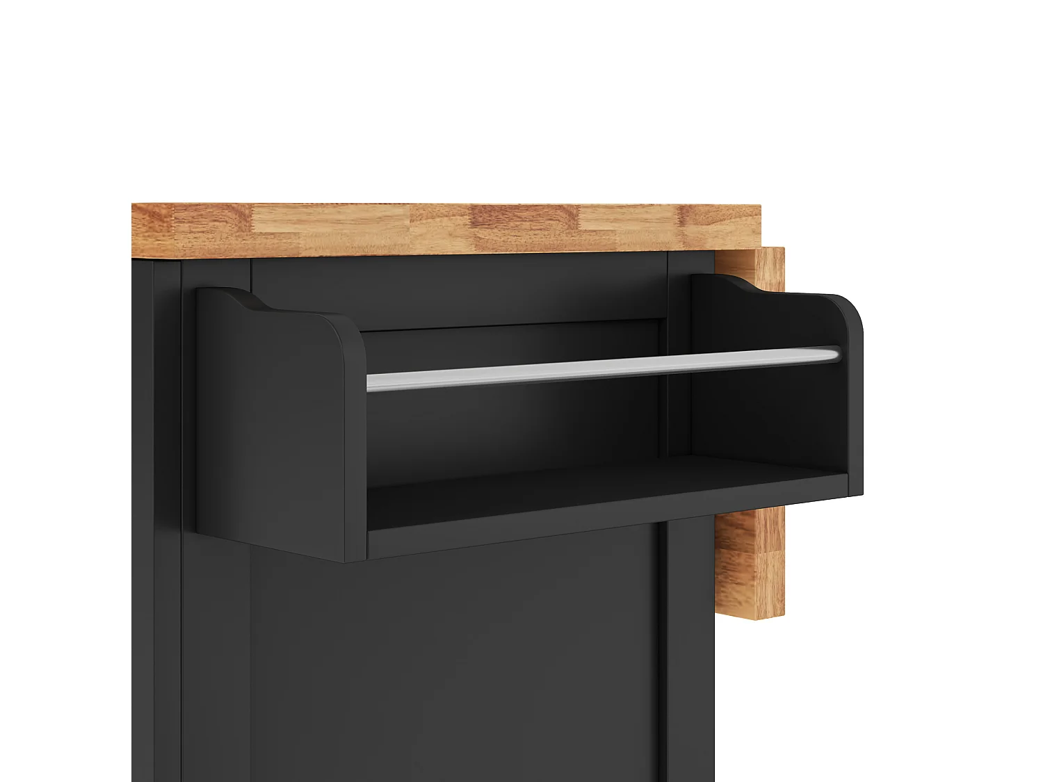 Îlot de cuisine mobile avec 3 tiroirs, 2 portes - Noir 120 × 45 (70) × 87 cm