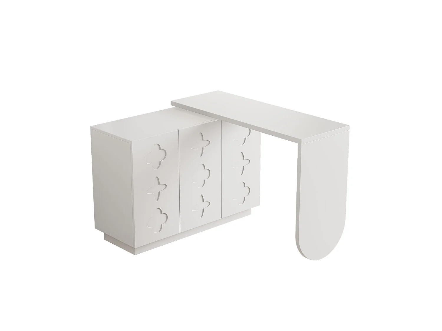 Escritorio esquinero giratorio en forma de L con 3 puertas - Blanco 110 cm