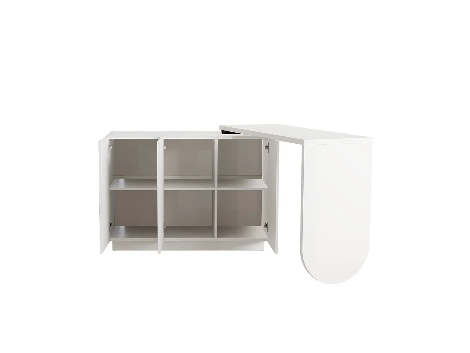 Escritorio esquinero giratorio en forma de L con 3 puertas - Blanco 110 cm