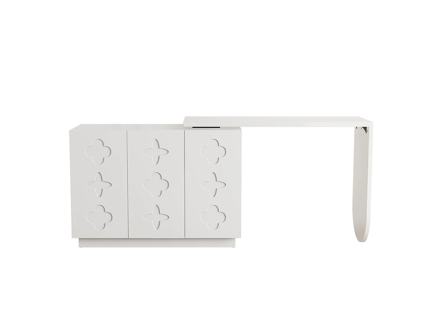 Escritorio esquinero giratorio en forma de L con 3 puertas - Blanco 110 cm