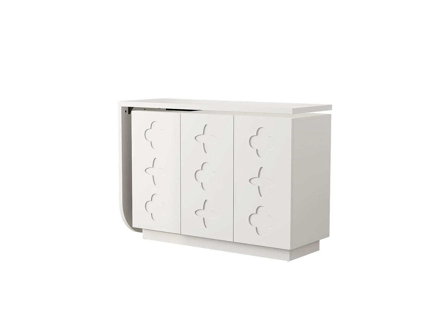 Escritorio esquinero giratorio en forma de L con 3 puertas - Blanco 110 cm