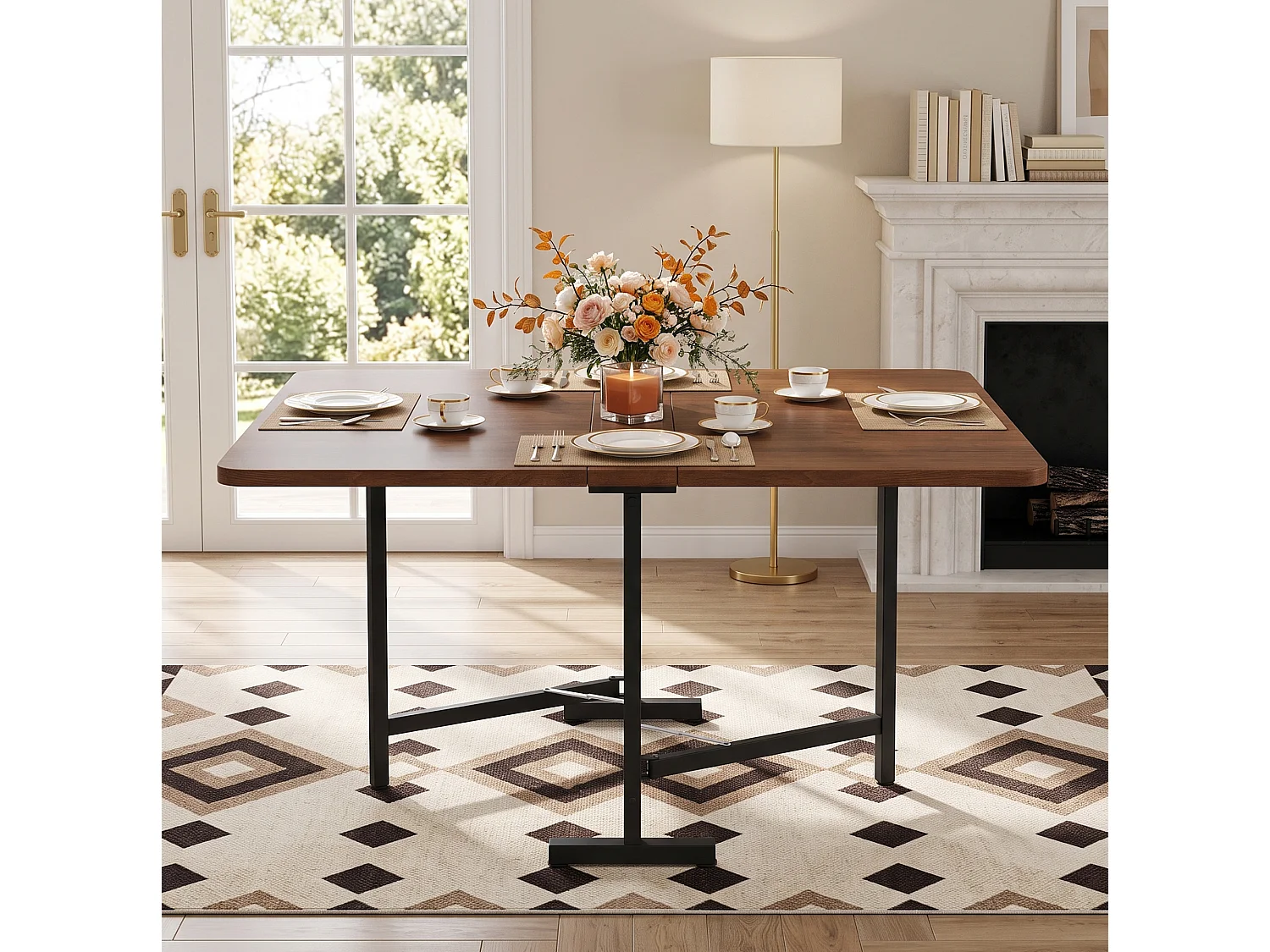 Table à manger pliable 120 x 80 cm marron - Pour 4-6 places