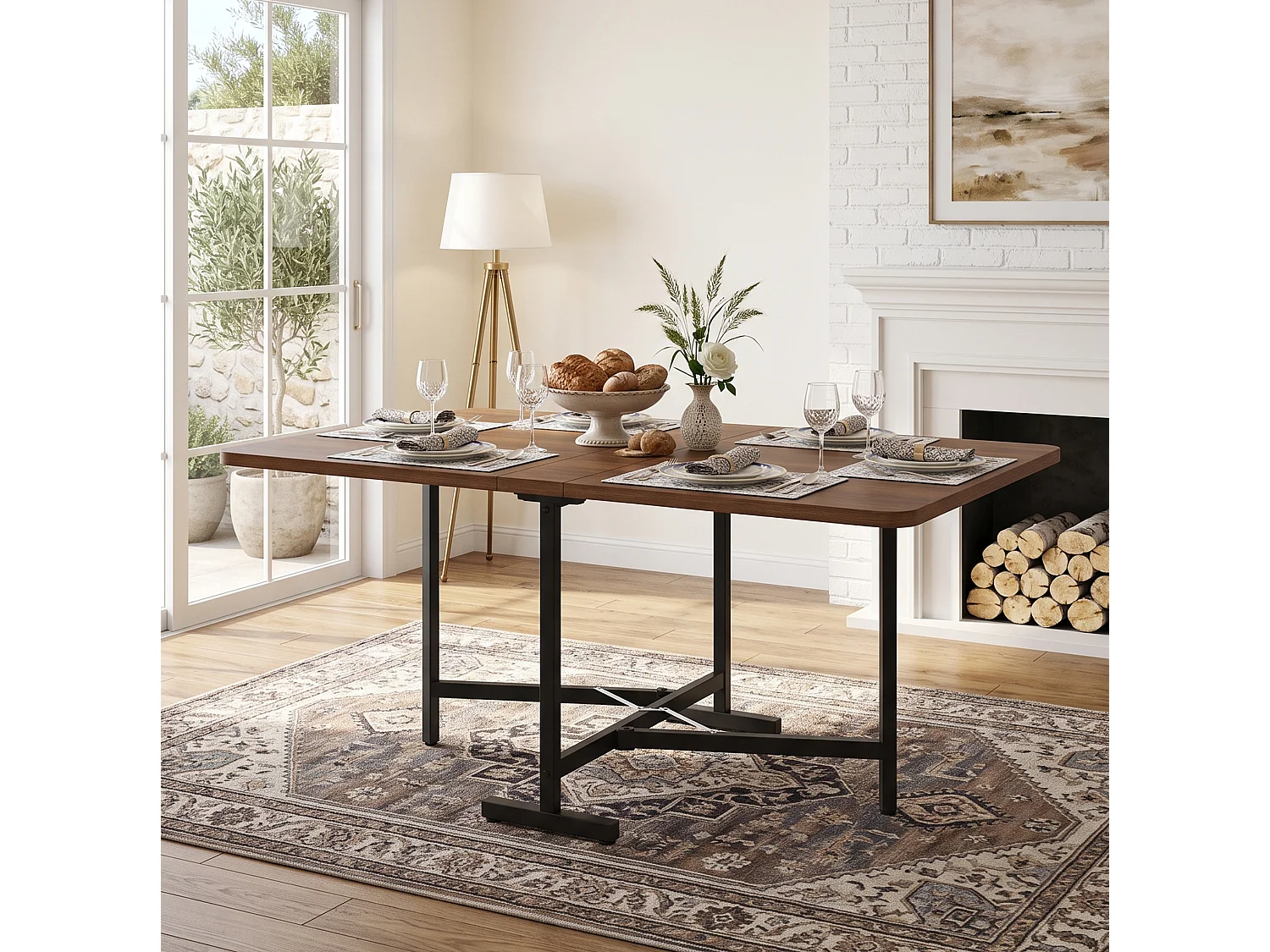 Table à manger pliable 120 x 80 cm marron - Pour 4-6 places
