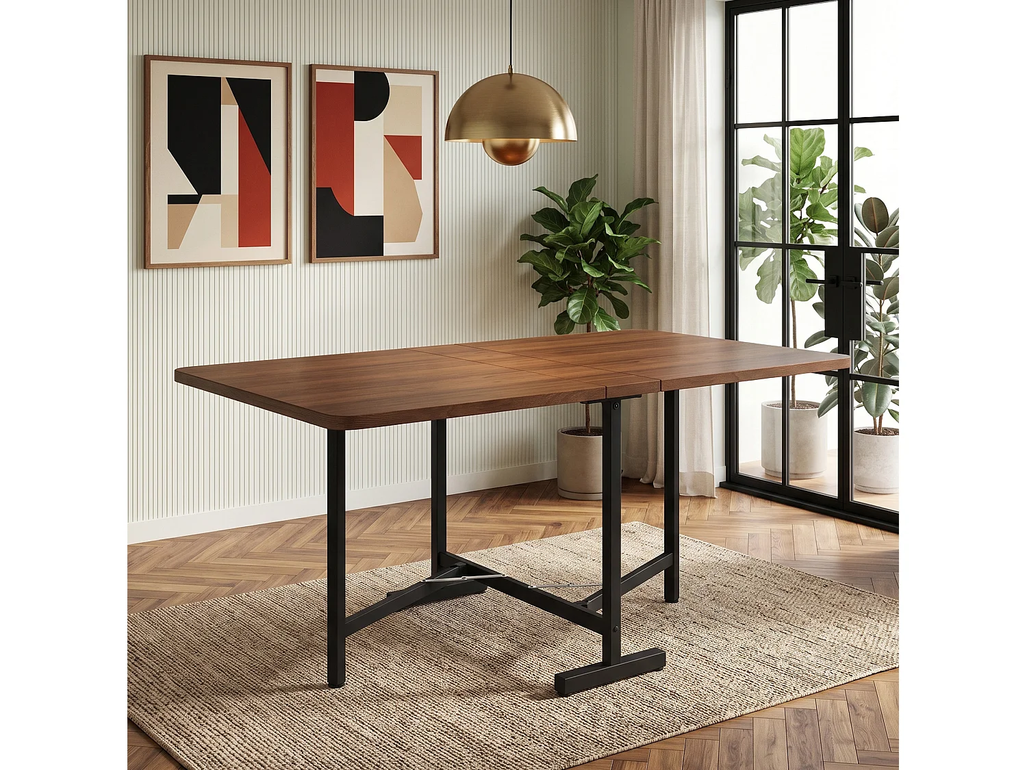 Table à manger pliable 120 x 80 cm marron - Pour 4-6 places