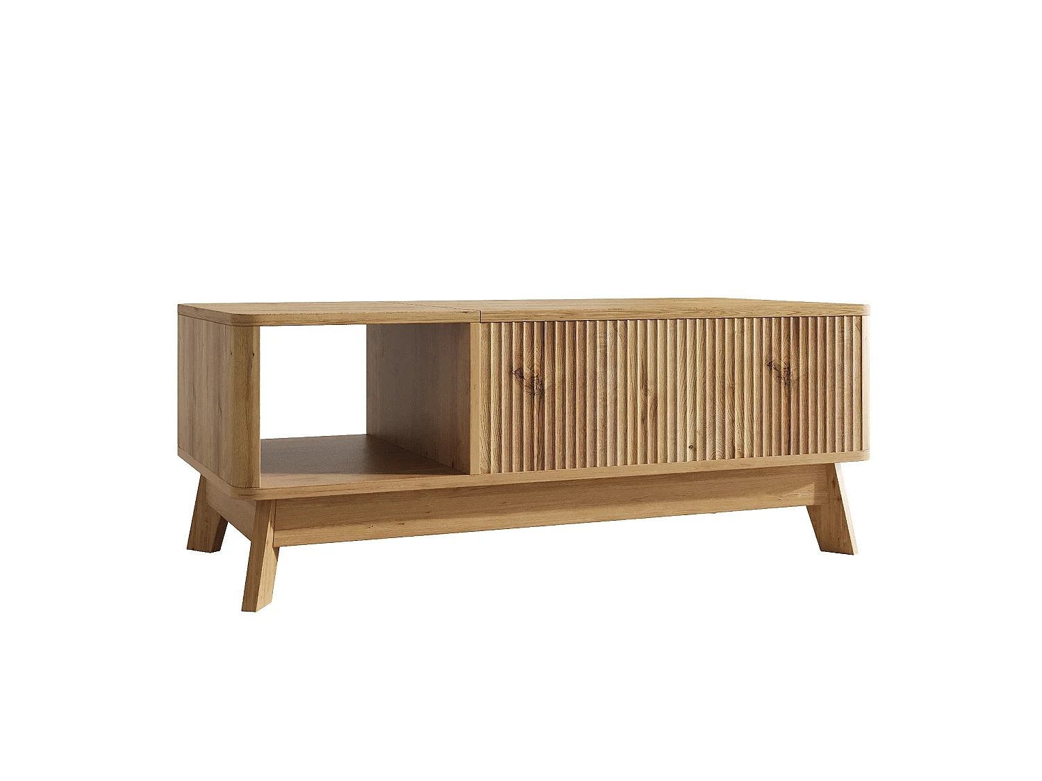Table basse relevable 95x48x50 cm avec rangement caché - Naturel clair