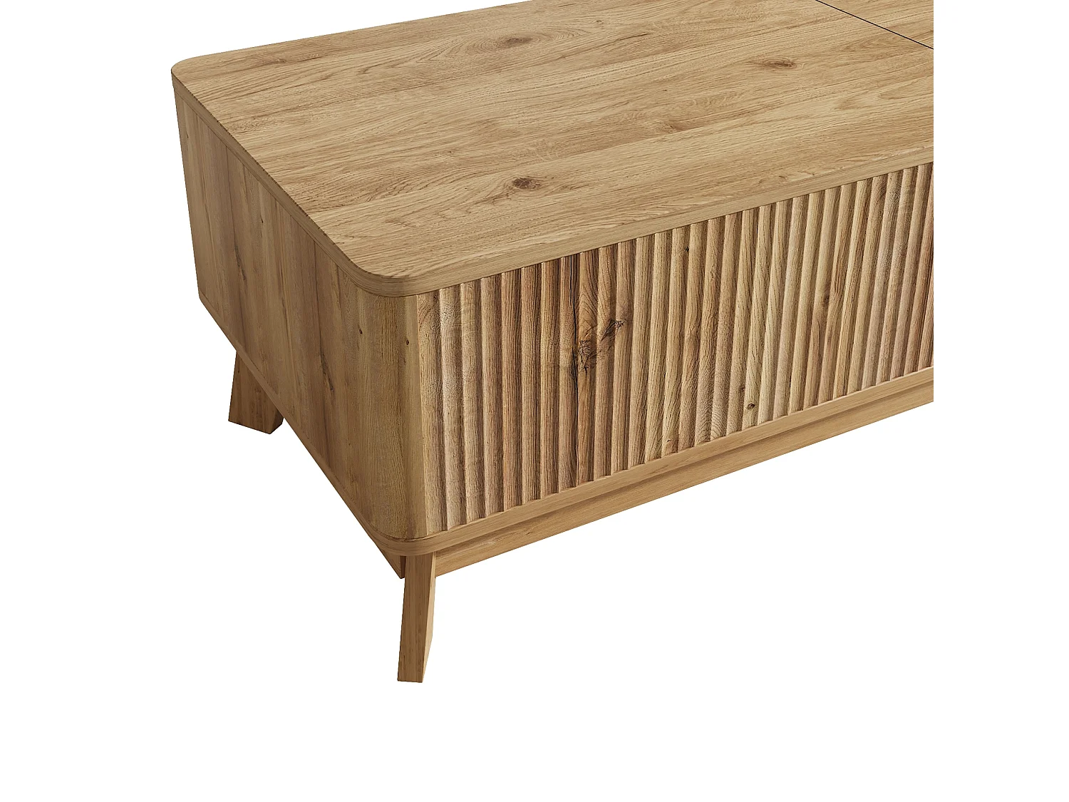 Table basse relevable 95x48x50 cm avec rangement caché - Naturel clair
