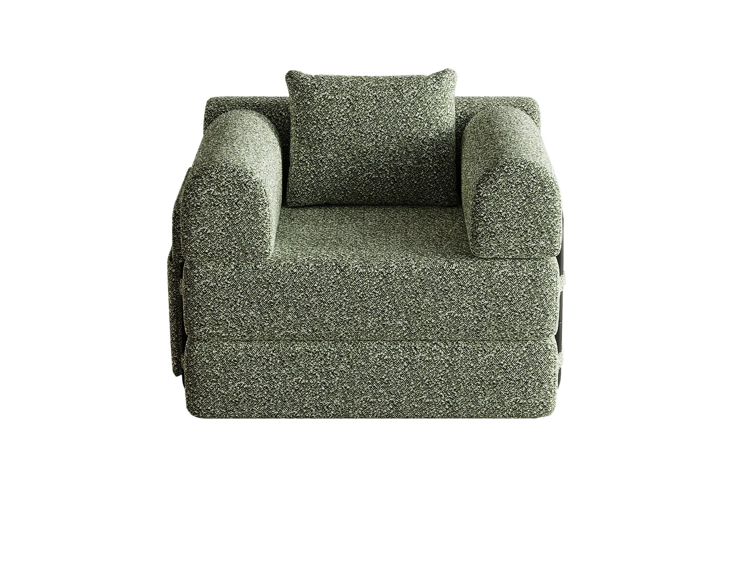 Sillón convertible de chenilla con 3 estructuras metálicas - Verde