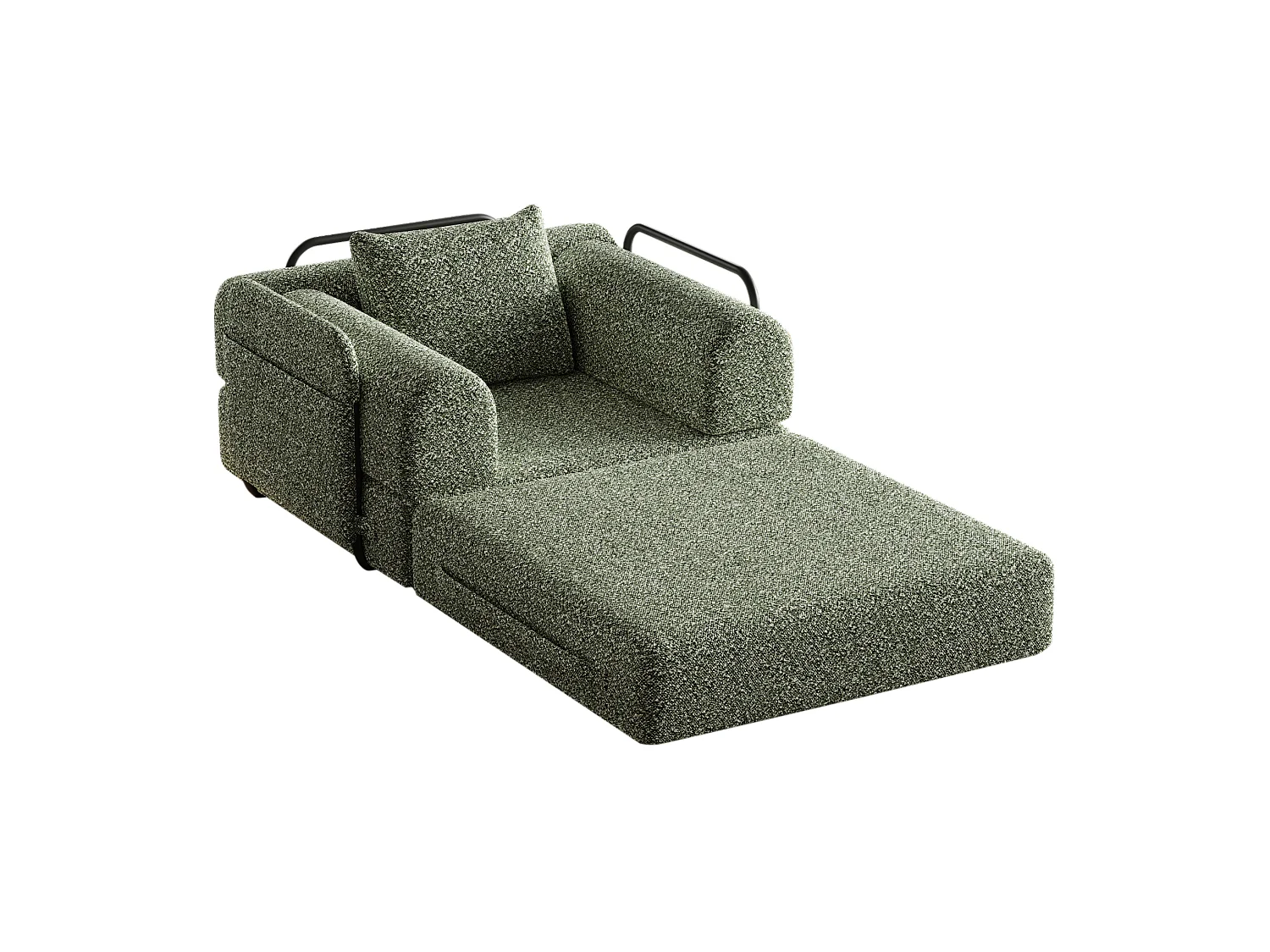 Sillón convertible de chenilla con 3 estructuras metálicas - Verde