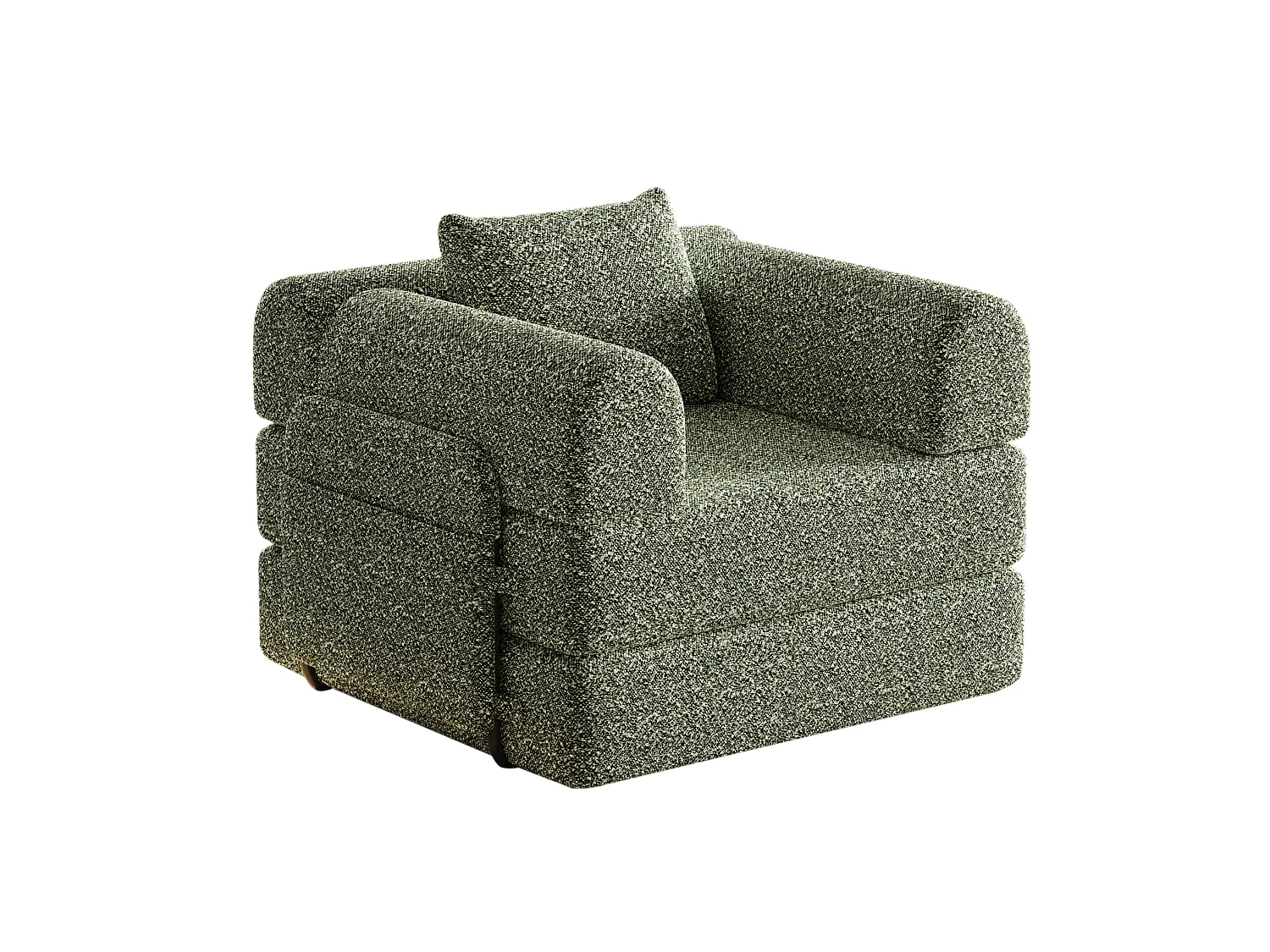 Sillón convertible de chenilla con 3 estructuras metálicas - Verde