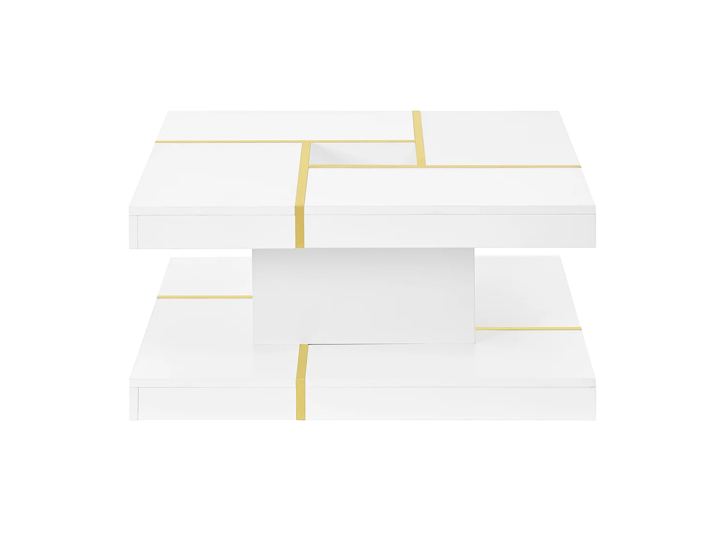 Vierkante salontafel 80 cm met gouden rand - Wit