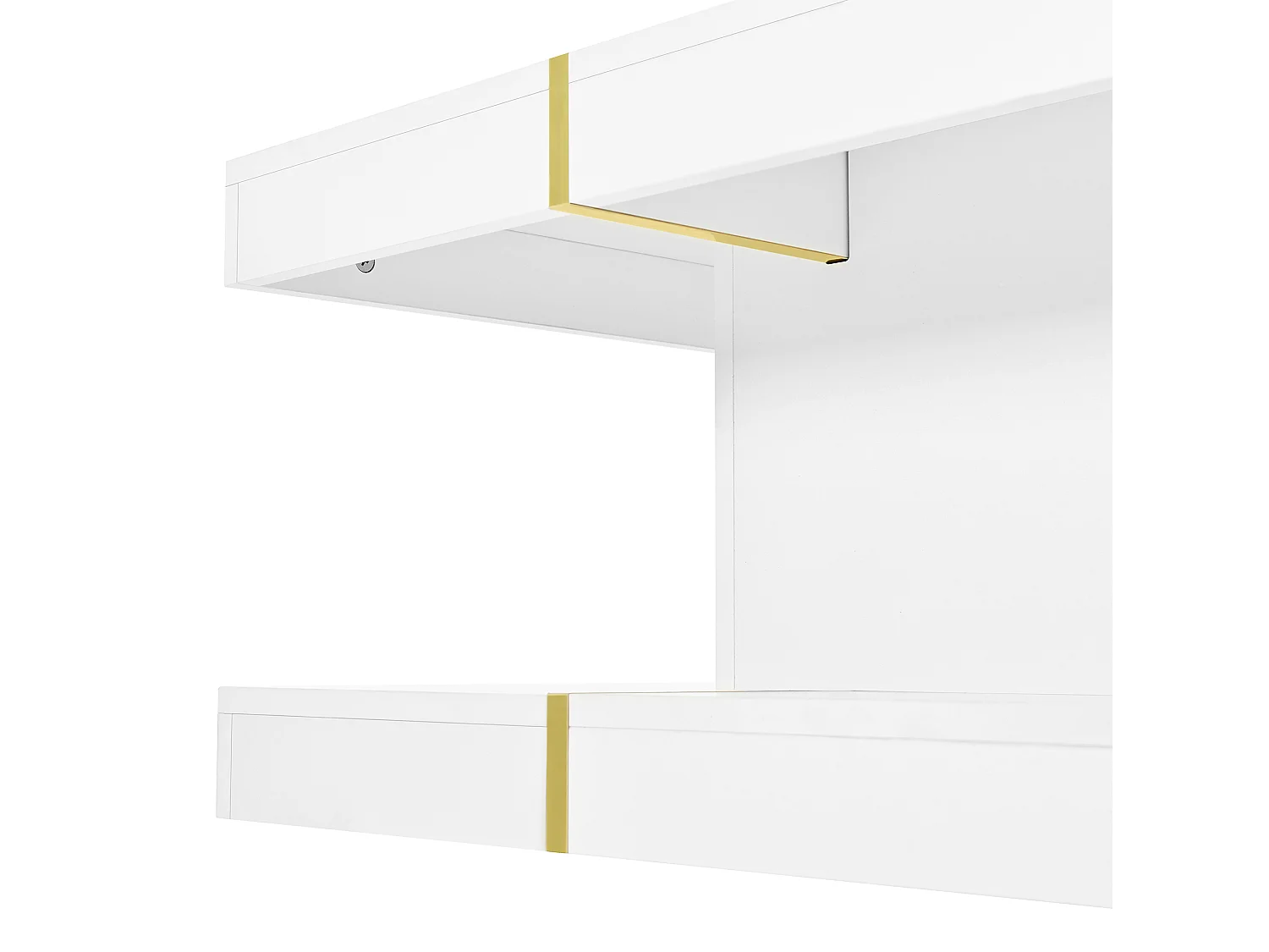 Vierkante salontafel 80 cm met gouden rand - Wit