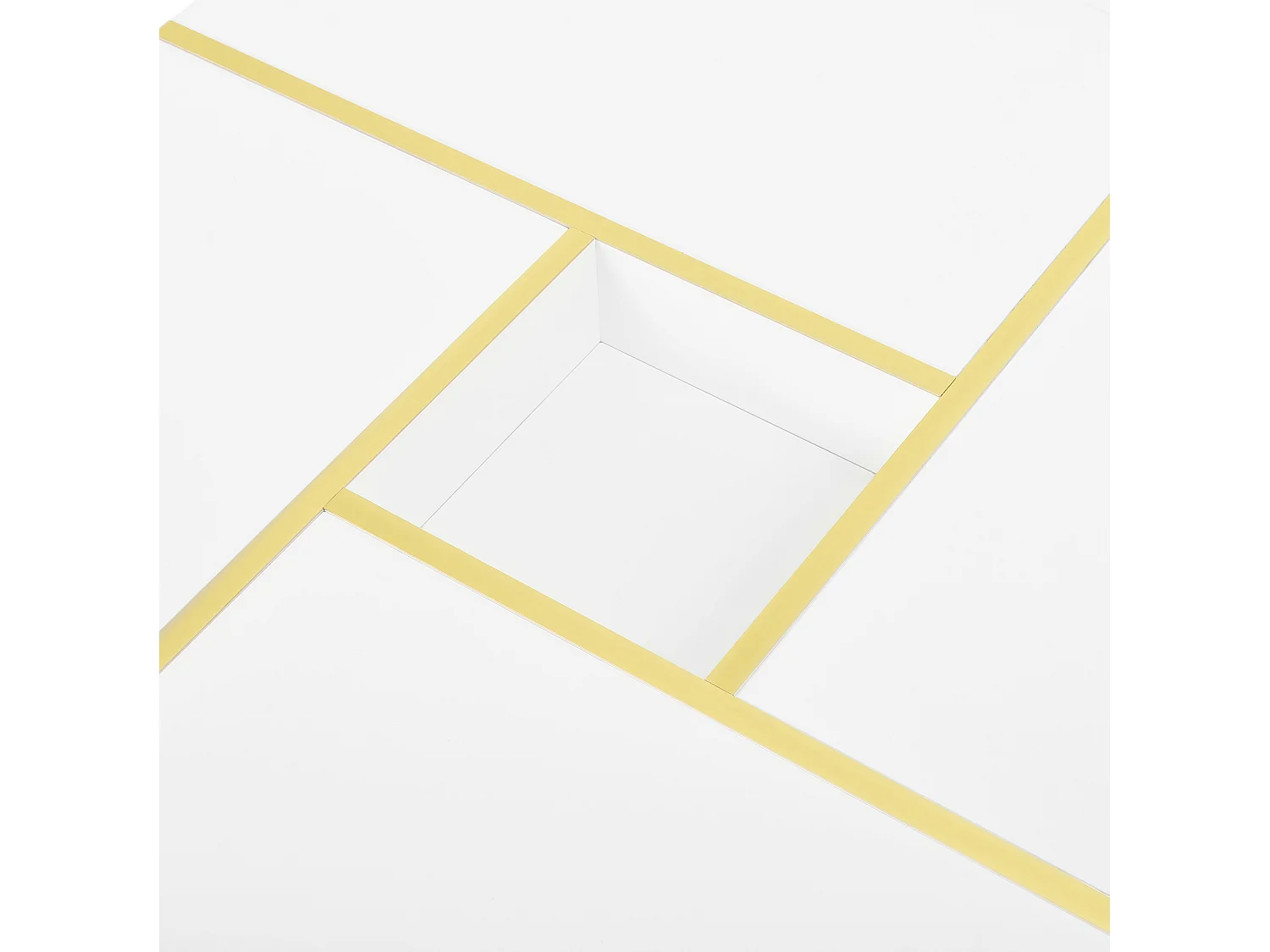 Vierkante salontafel 80 cm met gouden rand - Wit