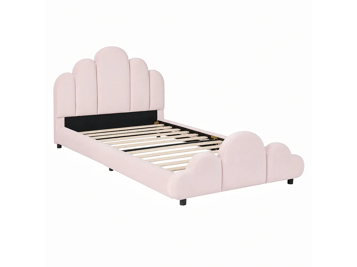 Lit enfant 90 x 200 cm en velours - Rose