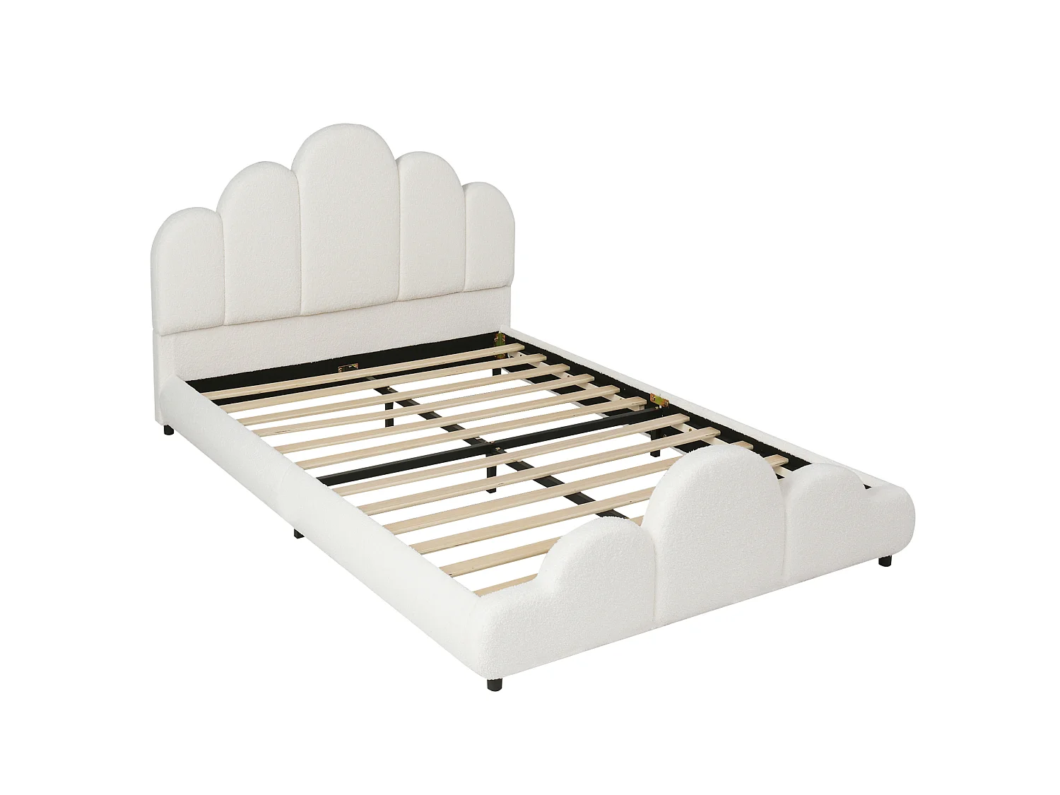 Lit adulte 140 x 200 cm en tissu bouclé - Beige