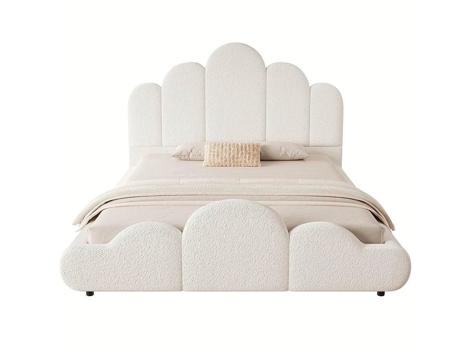 Lit adulte 140 x 200 cm en tissu bouclé - Beige