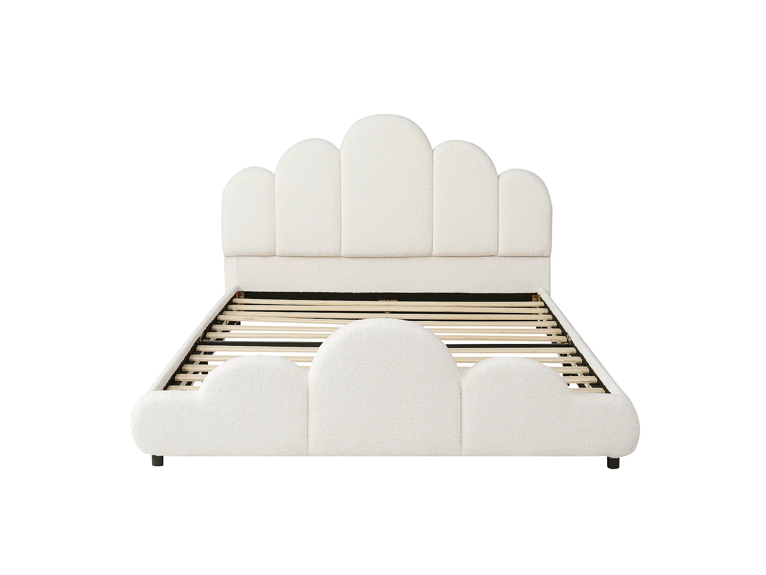 Lit adulte 140 x 200 cm en tissu bouclé - Beige