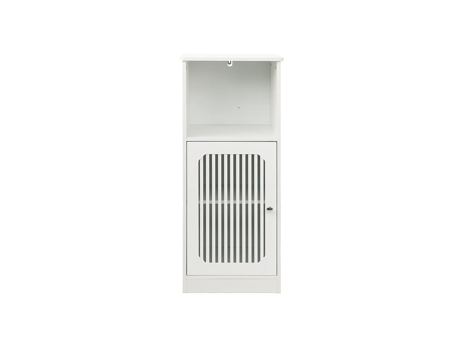 Armário baixo para casa de banho com porta ripada - Branco
