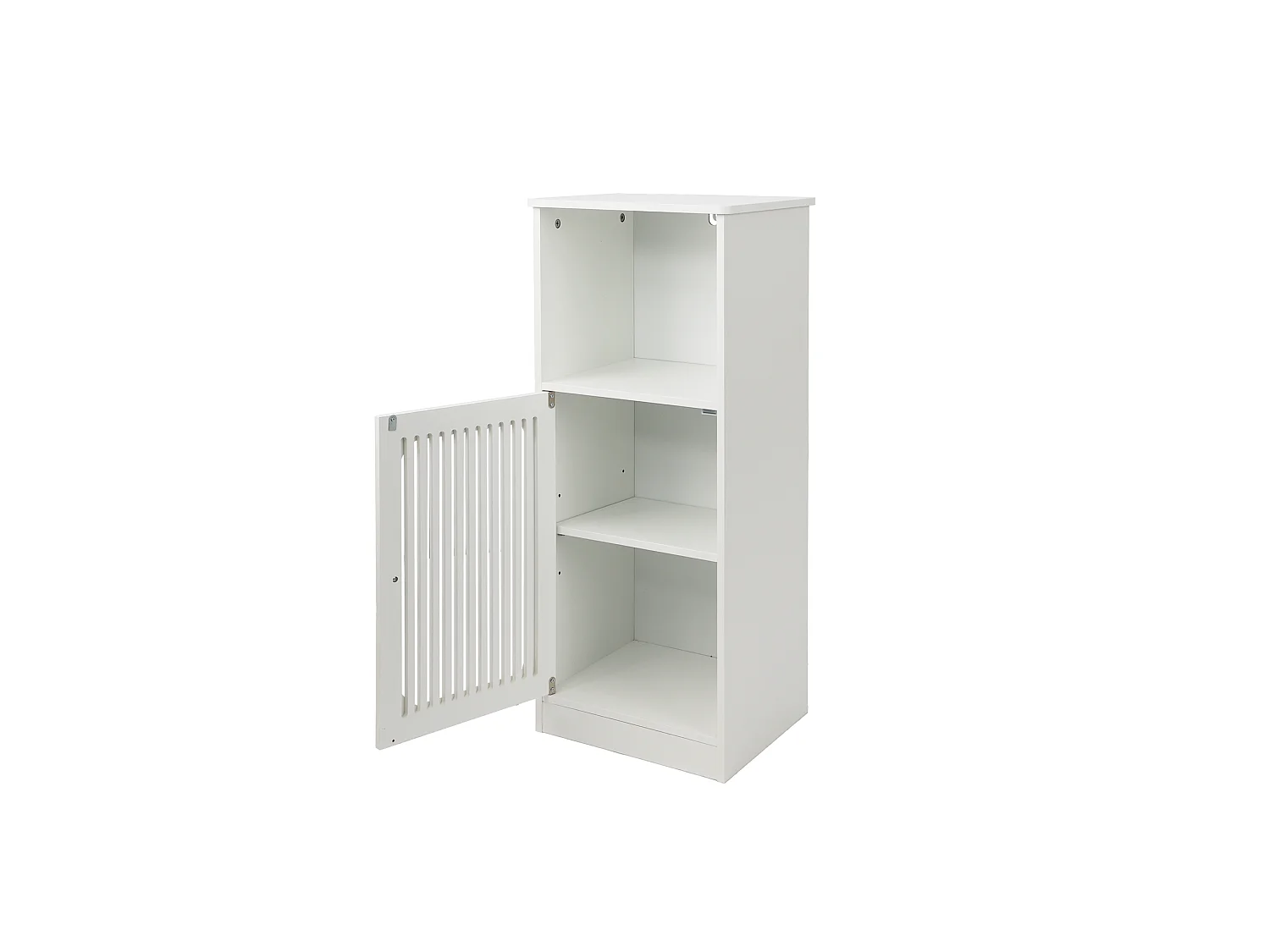 Armário baixo para casa de banho com porta ripada - Branco