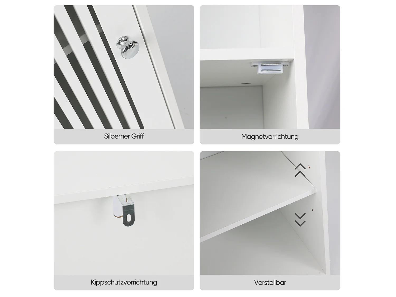 Armário baixo para casa de banho com porta ripada - Branco