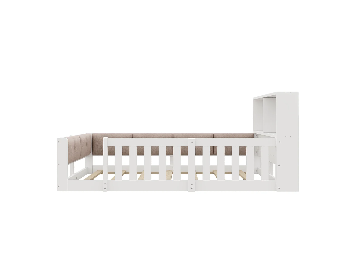 Lit enfant 90 x 200 cm avec côtés rembourrés et LED - Blanc