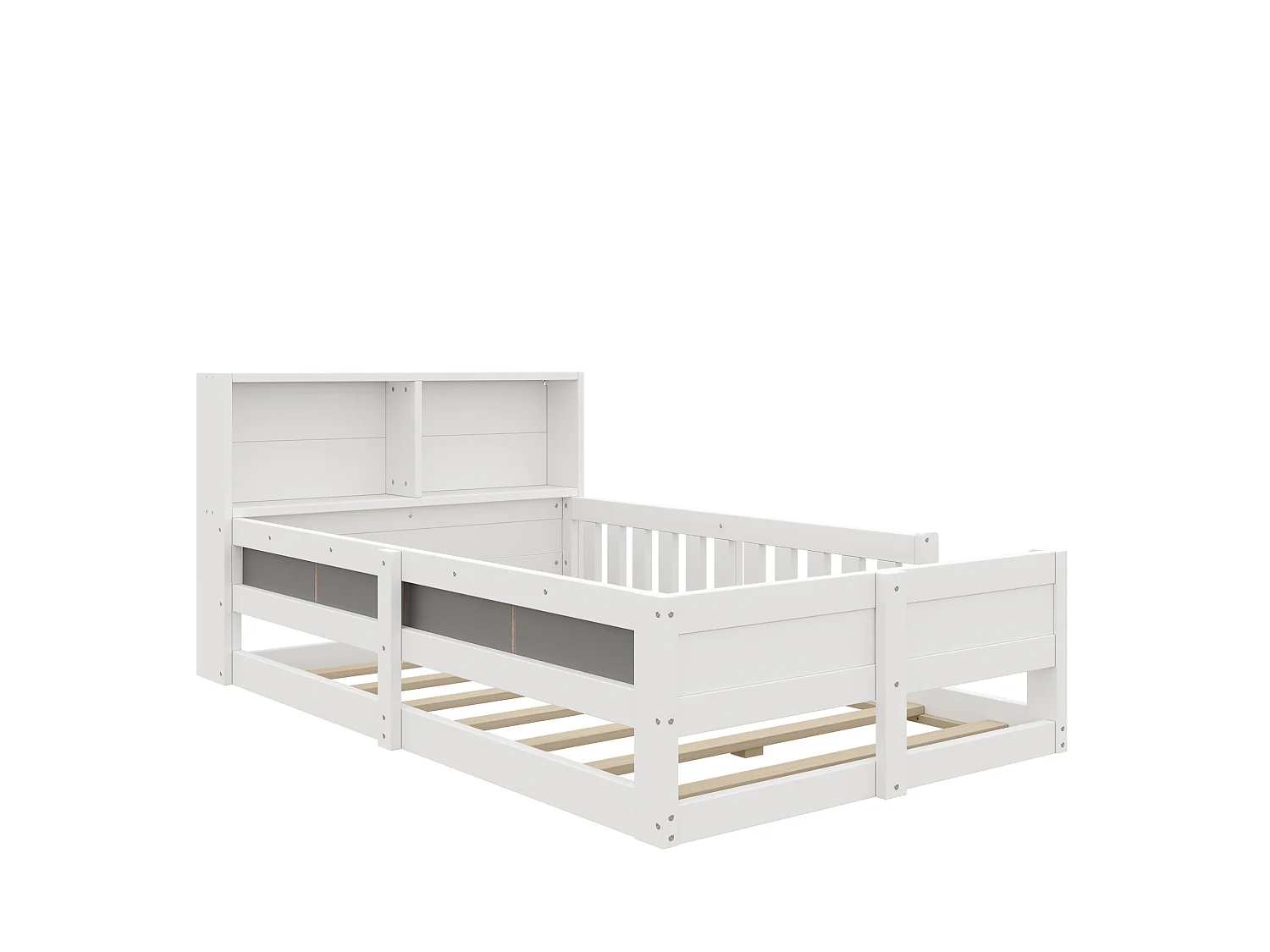 Lit enfant 90 x 200 cm avec côtés rembourrés et LED - Blanc