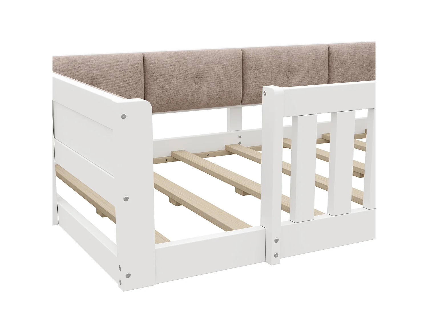 Lit enfant 90 x 200 cm avec côtés rembourrés et LED - Blanc