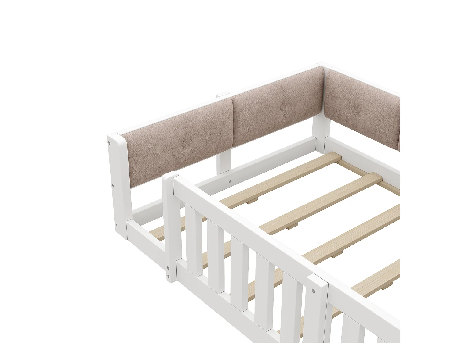 Lit enfant 90 x 200 cm avec côtés rembourrés et LED - Blanc