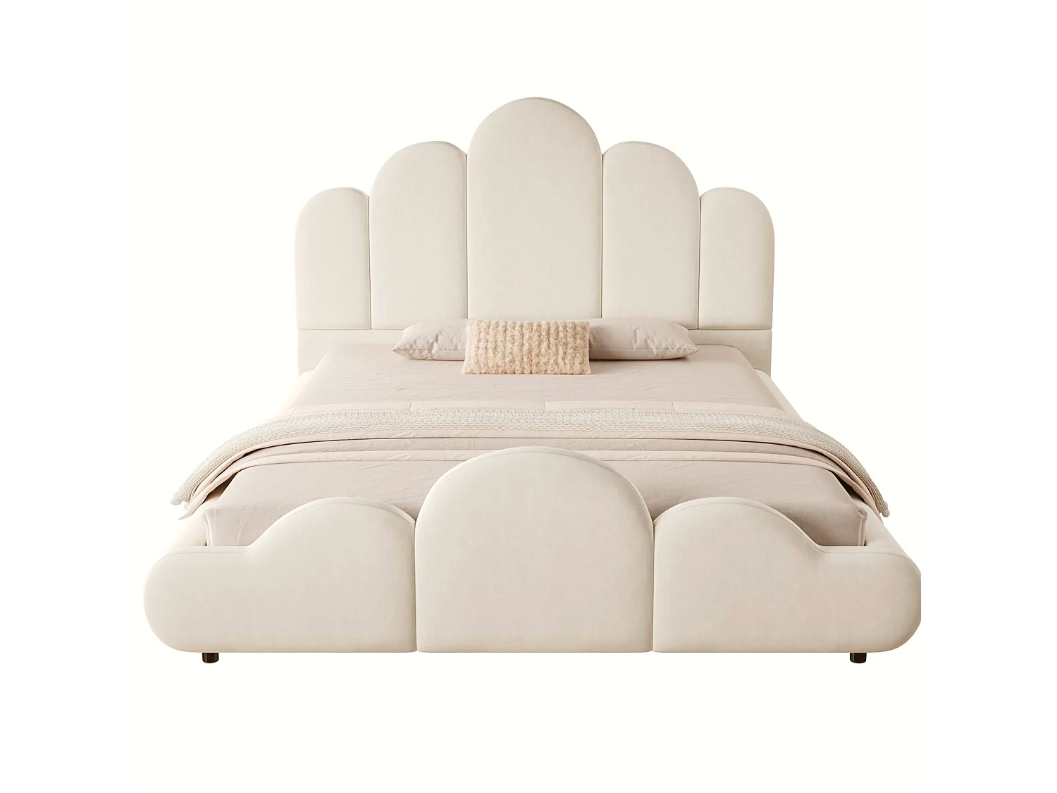 Lit adulte 140 x 200 cm en velours - Beige