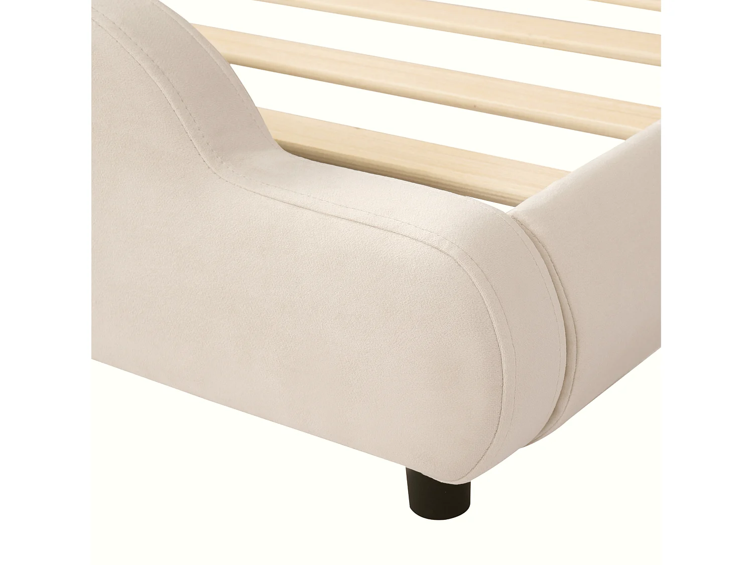 Lit adulte 140 x 200 cm en velours - Beige
